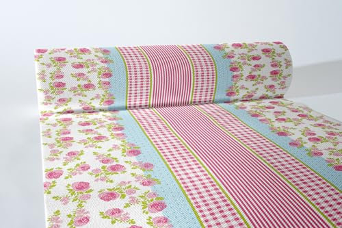 Sovie HORECA Tischläufer Vichy aus Linclass® Airlaid Tischläufer 40cm x 24m, Tischdecken-Rolle stoffähnlich, Landhausstil Cottagestyle, ideal für Sommerfeste Gartenpartys Hochzeiten, (Rosa)