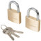 Silverline Lot de 2 cadenas à clés identiques 40 mm en laiton avec anse en acier chromé