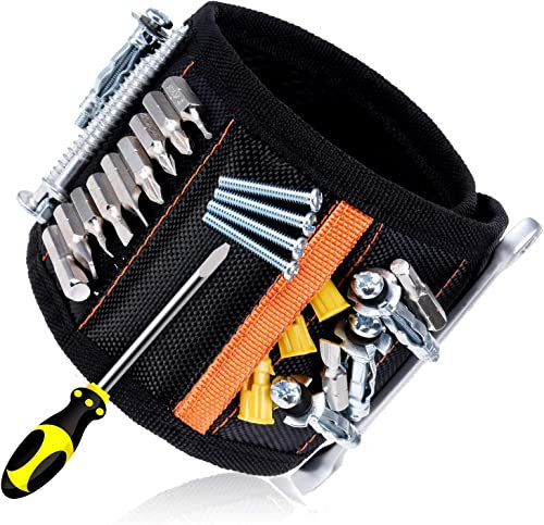 Rovtop Extra Starken Magnetisches Armband mit 15 Kraftvollen Magneten Verstellbares Klettband Magnetarmband zum Halten von Werkzeug/Schrauben/Bohrer/Nägel Männertag Geschenke