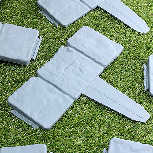 Tutoy 20Pcs Jardin Clôture Bordure Galets Pierre Effet Pelouse en Plastique Bordure Plante Bordure Décorations