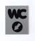 WC-Schild mit Pfeil Wegweiser WC Toilettenschild (schwarz, silber)