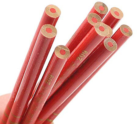 Rote Zimmermannsbleistifte - 20 Stk. Zimmermannsbleistifte Blei für Heimwerker Tischler Holzbearbeitung Dicker Kern Runde Rote Mine 17,5 cm, 0,3 kg