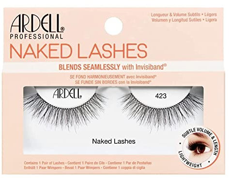 Ardell False Eyelashes Naked Lashes 423 Subtle Volume Subtle Length Super Soft Comfortable Invisiband Mid-Length Vegan-Friendly Cruelty-Free Eyelashes