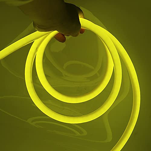 XUNATA Neon LED Strip Streifen Gelb, 12V 2835 120leds/m Diffusion Flex LED Lichtband Schlauch für Küche Stairway Home Weihnachten Party Deko (Gelb, 50M)