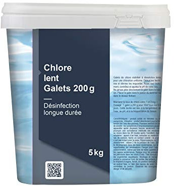 Aqualux - Chlore Lent Piscine - Action Permanente - Galet 200g Chlore - Seau 5 kg - Gamme Traitement Piscine Essentiel
