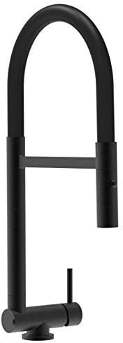 Grifo de cocina monomando cromo negro mate caña negra abatible 4,5 cm y ducha extraible 2 chorros