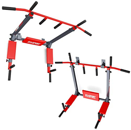 K-Sport: Klimmzugstange + Dip Station zur Wandmontage bis 200kg belastbar I Kraftstation mit PullUp Bar & Dip Stange I Kraftturm & Klimmzugturm, inkl. E-Book