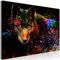 decomonkey Bilder Tiere Abstrakt 120x80 cm 1 Teilig Leinwandbilder Bild auf Leinwand Vlies Wandbild Kunstdruck Wanddeko Wand Wohnzimmer Wanddekoration Deko Hund Bunt