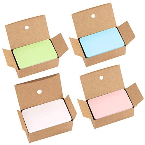400PCS Blank Flash Cards, 8.8 * 5.4CM Kraft Paper Business Cards, Message Revision DIY Gift Flashcards for Learning Memory Notes (4 Colors)
