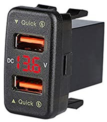 QC 3.0 Dual USB Enchufe,Toma USB Coche Empotrable Cargador Rápido de Coche Dual USB Pantalla de voltaje Ranura para tarjeta de coche original para Co=rolla 2007-2019