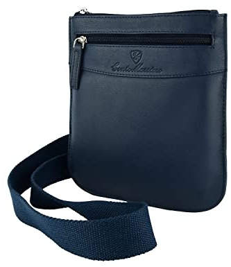 Conte Massimo Herren Leder-Umhängetasche mit Verstellbarem Schultergurt, Mehrere Taschen, Echtleder