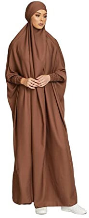 RLLJS Frauen Muslimisches Kleid Ramadan Einteiliges Gebetskleid Hijab mit Kapuze Abaya Dubai Full Cover Islam Robe African Turkey Kaftan