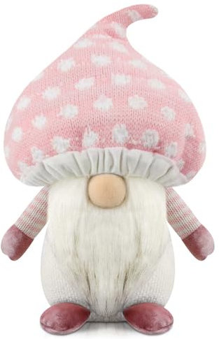 Gehydy Wichtel Pilze Handgemachte Sommer Zwerg GNOME Plüsch Deko Haus Ornamente Geschenk Urlaub Figuren Puppe Dekorationen - Rosa
