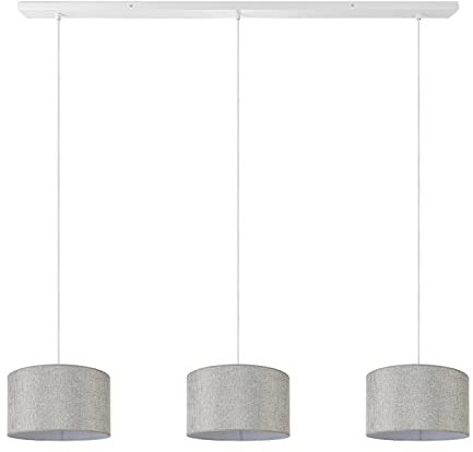 Paco Home Pendellampe Wohnzimmer Deckenlampe Esstischlampe Stoff Lampenschirm Esszimmer Modern Einfarbig Rund E27 Skandi, Farbe:Grau (Ø28cm), Leuchtenart/Farbe:Pendelleuchte-Weiß - Typ 2