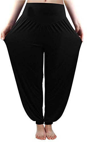 AMYTIS Haremshose Damen Lang, Sommer Einfarbig Sport Yogahose Workout Fitness Stretch Yoga Hose mit Hoher Taille für Damen Pumphose Yoga Pilates Hosen