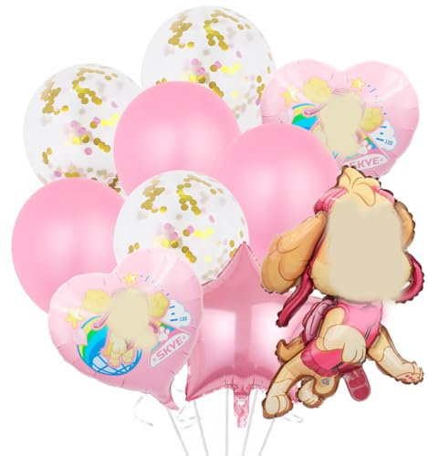 Geburtstagsdeko Mädchen, Babioms Hund Patrol Geburtstag Dekoration Dogs Patrol Happy Birthday Deko Ballons Banner Paw-Dogs Patrol Pink für Geburtstagsdeko Mädchen(Rosa)