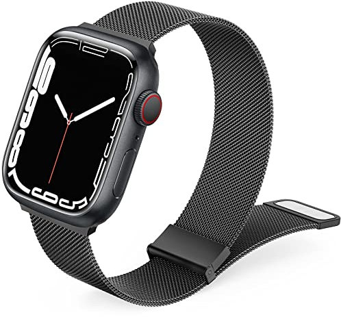 Mugust Metalen Roestvrijstalen Bandjes Compatibel met Apple Watch Bandjes 38mm 40mm 41mm 42mm 44mm 45mm, Loop Magnetische Milanese Mesh Bandje voor iWatch Series 8 7 6 5 4 3 2 1 SE Vrouwen Mannen