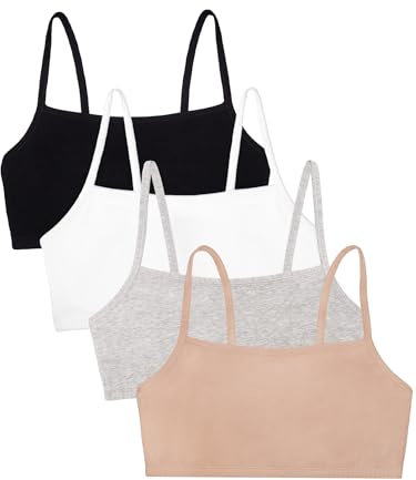 Fruit of the Loom Reggiseno Sportivo da Donna con Cinturino in Cotone e Spaghetti, Sabbia/Bianco/Nero/Grigio Erica, 2