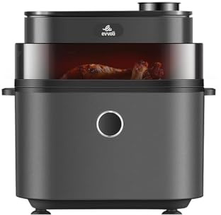 evvoli Air Fryer 7 Liters With Digital Control Panel Display, 8 Preset Programs and Juicy And Crispy Options 1450W, EVKA-AF8008D Black