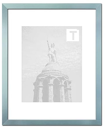 Holzwerkstoff Bilderrahmen Bernadette 50 x 70 cm, hier Türkis mit Kunststoffglas Antireflex 1mm