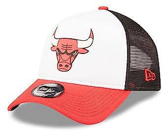 New Era Basketball NBA verstellbar Truckerkappe Chicago Bulls Teamfarben Weiß Rot Schwarz - One-Size
