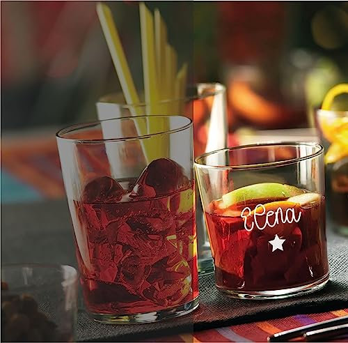 Generico Bicchiere da acqua personalizzato con grafica incisa su vetro - Bicchieri d'acqua di lusso incisi con nome: personalizzabile con testo, disegni, matrimonio, regalo (Nome)