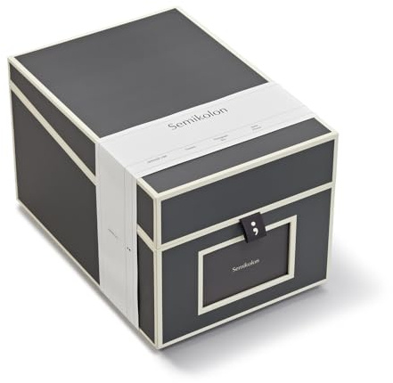 Semikolon 370081 CD- und Fotobox - 17,7 x 15,7 x 25,6 cm - für 10 x 15 cm Fotos - Cover lava stone grau