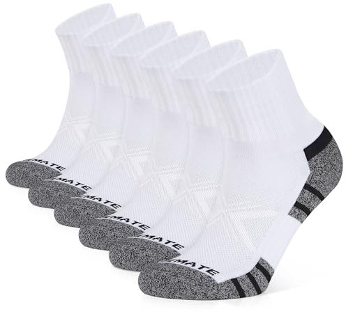 CLOSEMATE Sneaker Socken Herren Kurze Sportsocken Baumwollsocken Arbeitssocken Work Socken Halbsocken Laufsocken Men Quarter Running Socks 43-46 6Weiß L