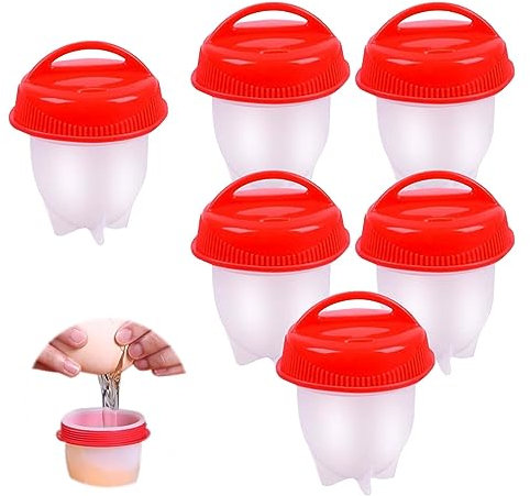AWAVM 6 Pcs Egg Boiler, Silicone Non-stick Egg Cooker, No Shell Egg Poacher Cups, Fast Cooking Egg for Breakfast