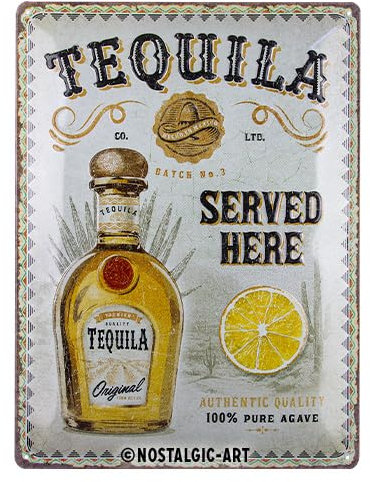 Nostalgic-Art Retro Blechschild, 30 x 40 cm, Tequila Served Here – Geschenk-Idee als Bar-Zubehör, aus Metall, Vintage Design, Blechschilder Sprüche