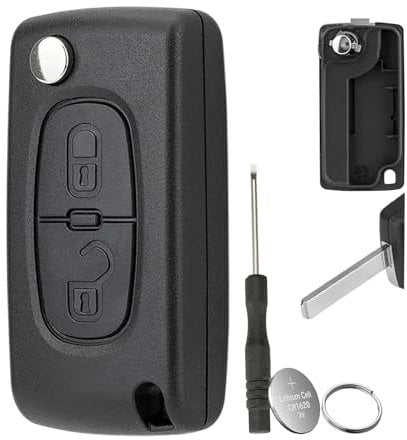 2 Buttons Remote Flip Key Fob Case Shell Fit For Citroen C2 C3 C4 C8 Citroen Dispatch For Peugeot 308 207 307 3008 5008 807 Peugeot Expert Partne (VA2 blade and CE0523) with Battery CR1620