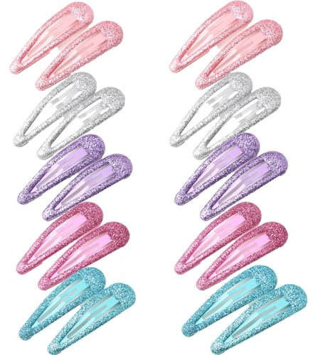 20 Pcs Glitter Hair Snap Clips Metal Hair Clips Colorful Glitter Sequin Hair Clips Barrettes Hair Styling Accessories for Toddlers Kids Girls Women DIY Hair Accessories Gifts Toddler Hair Clips