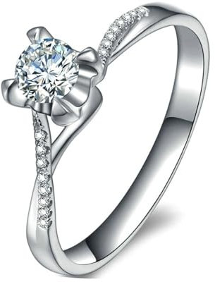 ANAZOZ Eheringe Platin 950, Solitär Ring Damen Verlobungsring mit Labor Diamant 0,3 Karat und Moissanite größe 48 (15.3)