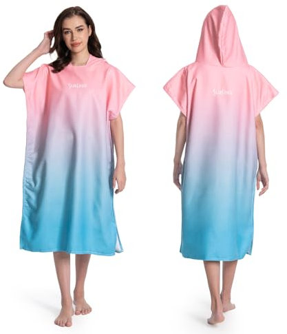 MOKANI Badeponcho Damen & Herren, Ultraleicht & Schnelltrocknend, Kapuze Surf Poncho Handtuch auf Surfen Schnorcheln Wassersport, Zugleich Umkleidehilfe Strand Erwachsene(Keine Knöpfe, 108L x 73W cm)