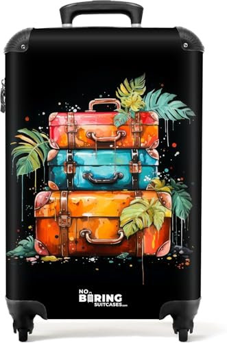 NoBoringSuitcases.com Handgepäck Koffer, Reisetasche mit Rollen, Hartschalenkoffer - TSA Schloss, Mittelgroß bis Klein, Graffiti-Druck
