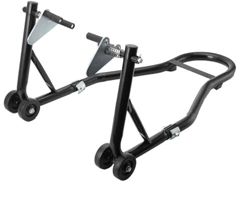 Cozyel Motorcycle Front and Rear Paddock Stand on Wheels, Motorcycle Motorbike Bike Paddock Wheel Stand Lift, Heavy Duty Motorcycle Lift Stand for Workshop Garage Repair Shop (850lbs Capacity, Black)