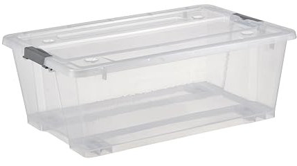 Jocca - Caja de Almacenaje con Ruedas y Tapa, con Clips Grandes/Plástico Duro/Almacena tu Ropa, Juguetes../ Organización en Casa/Baúl Organizador (57 * 38 * 21)