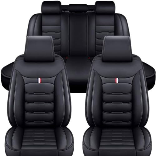 SSIMOO Auto Sitzbezüge Set Autositzbezüge für Hyundai Tucson 2000-2024, Vorne Und Hinten Leder Auto-Schonbezüge Wasserdicht Zubehör Innenraum,A/Black