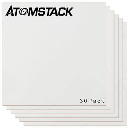 ATOMSTACK 30 Stück Beidseitig farbiges, weißes MDF Sperrholz Blätter 3mm Dicke Linde Sperrholz für Gravur Laubsäge Handwerk Basteln, Malerei, Dekorationen 300 * 300mm