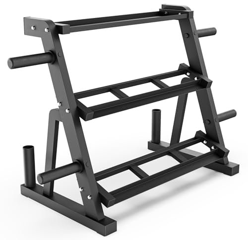 Synergee 3-Tier Dumbbell & Kettlebell Rack Multilevel Multiweight Storage Organizer for Home Gym