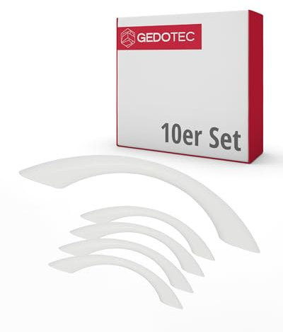 Gedotec Möbelgriffe für Kinderzimmer | Bohrabstand 128 mm | Farbe Weiss | 10 Stück | Schubladengriffe Kunststoff | COLOUR | Türgriffe bunt | Möbelgriffe Kinder | Griffe Möbel | Türgriffe Schrank