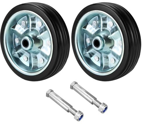 QWORK® Ersatzrad 200x50 mm für Anhänger Stützrad - Erhöhte Tragfähigkeit 680 kg - Vollgummi mit Stahlfelge