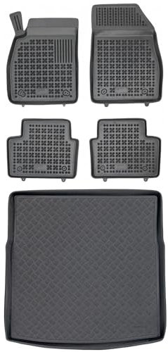 MOTOS Satz Gummifußmatten und PE Kofferraumwanne für Opel Insignia I A 2008-2017 Verbessern Sie Ihren Reisekomfort mit Antirutschmatte Auto - Allwetter fußmatten Auto, Schutz vor Verschmutzung