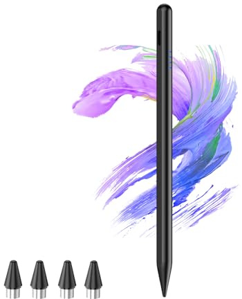 Kenkor Stylet pour écran tactile Android avec 4 pointes POM, stylet numérique actif pour iPhone, stylet magnétique compatible avec iPhone/Samsung/Huawei/Vivo écriture et dessin - Noir