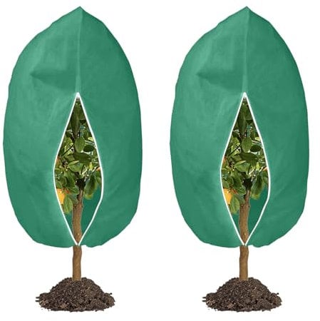 120 x 178cm Winterschutz für Pflanzen, Draußen Pflanzenschutz Winter Frostschutz Für Kübelpflanzen, mit Reißverschluss Zugband Für Palmen, Olivenbaum, Wiederverwendbar Wintervlies 2 Stück,70g/m²