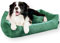 4L Textil Molly Kuscheliges Hundebett Cord Hundekorb mittelgroße Hunde Hundekissen waschbar Hundekörbchen Kord (100x80 cm, Grün)