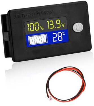diymore Batteriekapazität Spannung Messgerät mit Interner Temperatursensor -19~80℃, Batterieanzeige 12V 24V 36V 48V 60V 72V 84V Blei Säure Batterie Lithium Batterieanzeige Meter