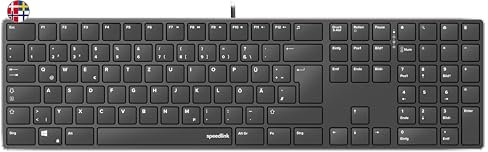 Speedlink Riva Scissor – edles Metall Gehäuse, leise Tastatur Flache Tasten, PC Tastatur mit Kabel USB, langlebige Scissor-Switches, kabelgebunden, Skandinavisches QWERTY-Layout Nordic, schwarz