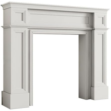 WEIDPHL Modern Simple Fireplace Surround, Wooden Home Decorative Cabinet Mantel Surround, Decorative Fireplace Shelf, Traditional Wood Console-Table, Rectangular Entryway Table,White,large