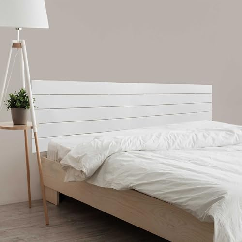 DHOME Testiera in Legno Riciclato DM Stile Pallet Orizzontale Dual Divisa in 2 Pezzi Letto Pallet Supporti inclusi (180cm Doppio, Bianco Solido)